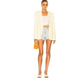 GRLFRND Denim Revolve Shorts Brooklyn Frayed Hem High Rise Jeans Light Wash